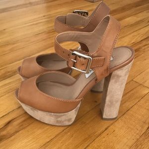 Steve Madden Platform Sandals Brown Size 6
